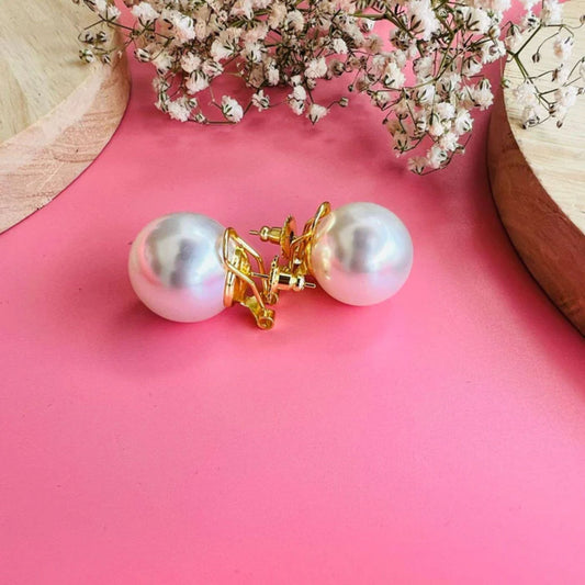 Rhinestone Ball Shaped Pearl Stud Earrings for Women