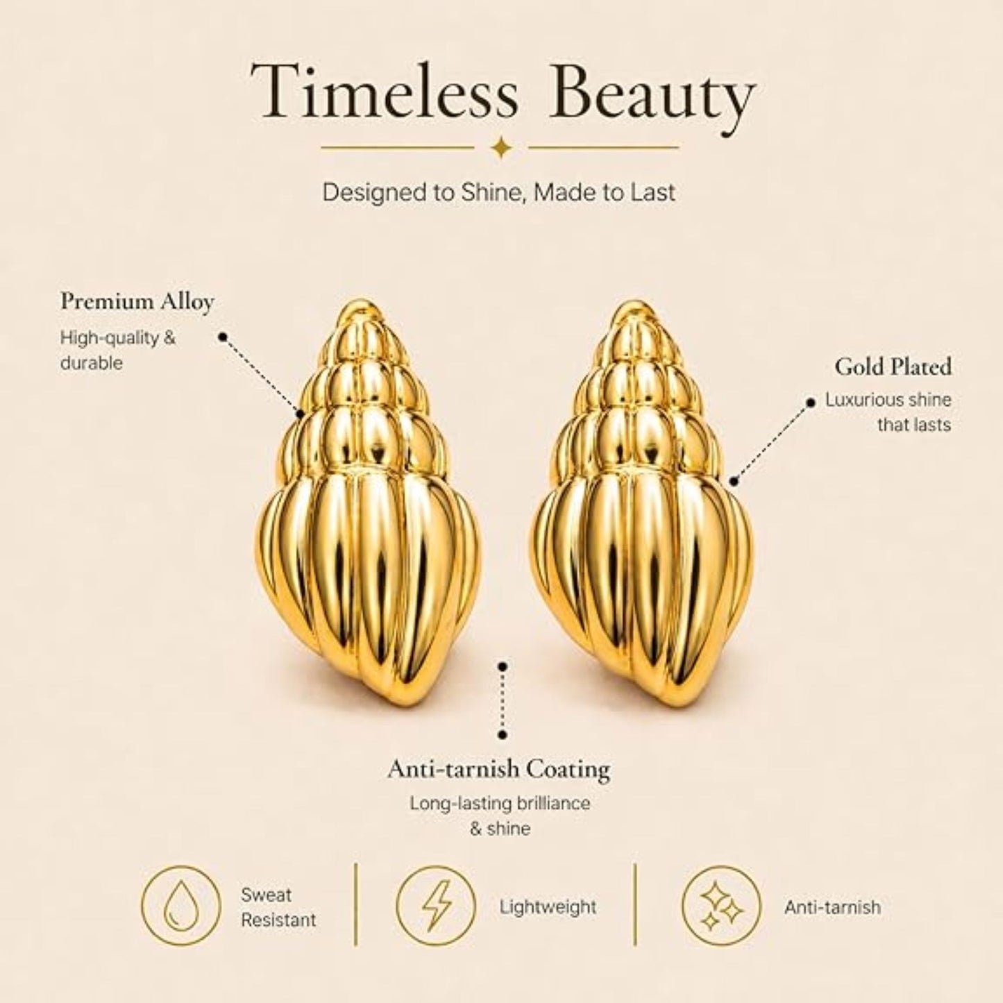 Stainless Steel Conch Shell Earring for Women