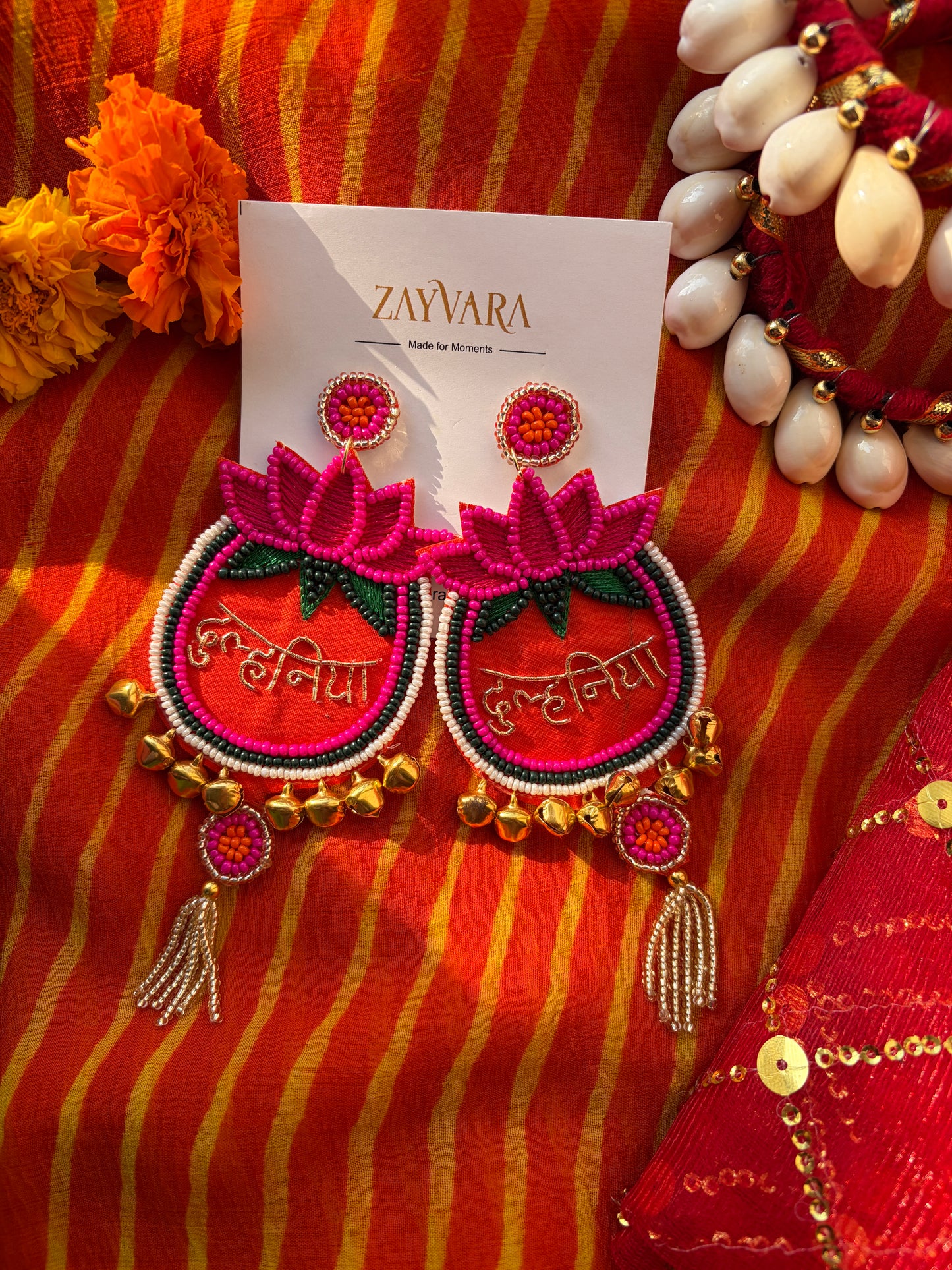 Handmade Beaded Dulhania Wedding Earrings for Women