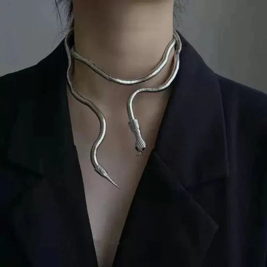 Silver Serpent Wrap Necklace for Woman