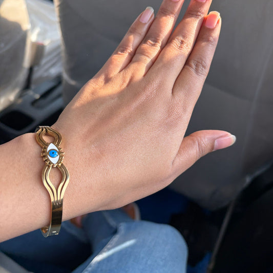 Gold Plated Evil Eye Bracelet for Women(Anti-Tarnish)