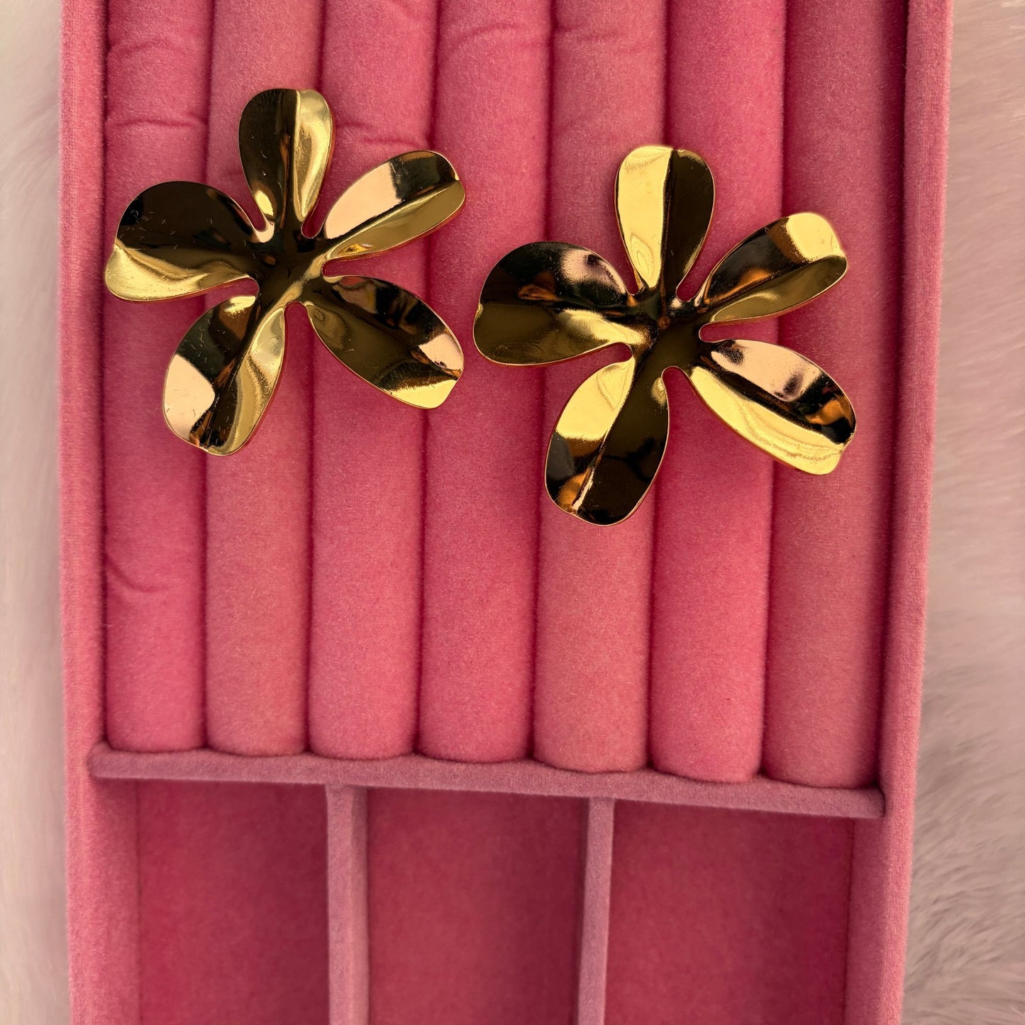 Stainless Steel Gold Plated Flower Earrings For Women (Anti-Tarnish)