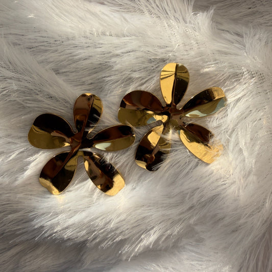 Stainless Steel Gold Plated Flower Earrings For Women (Anti-Tarnish)
