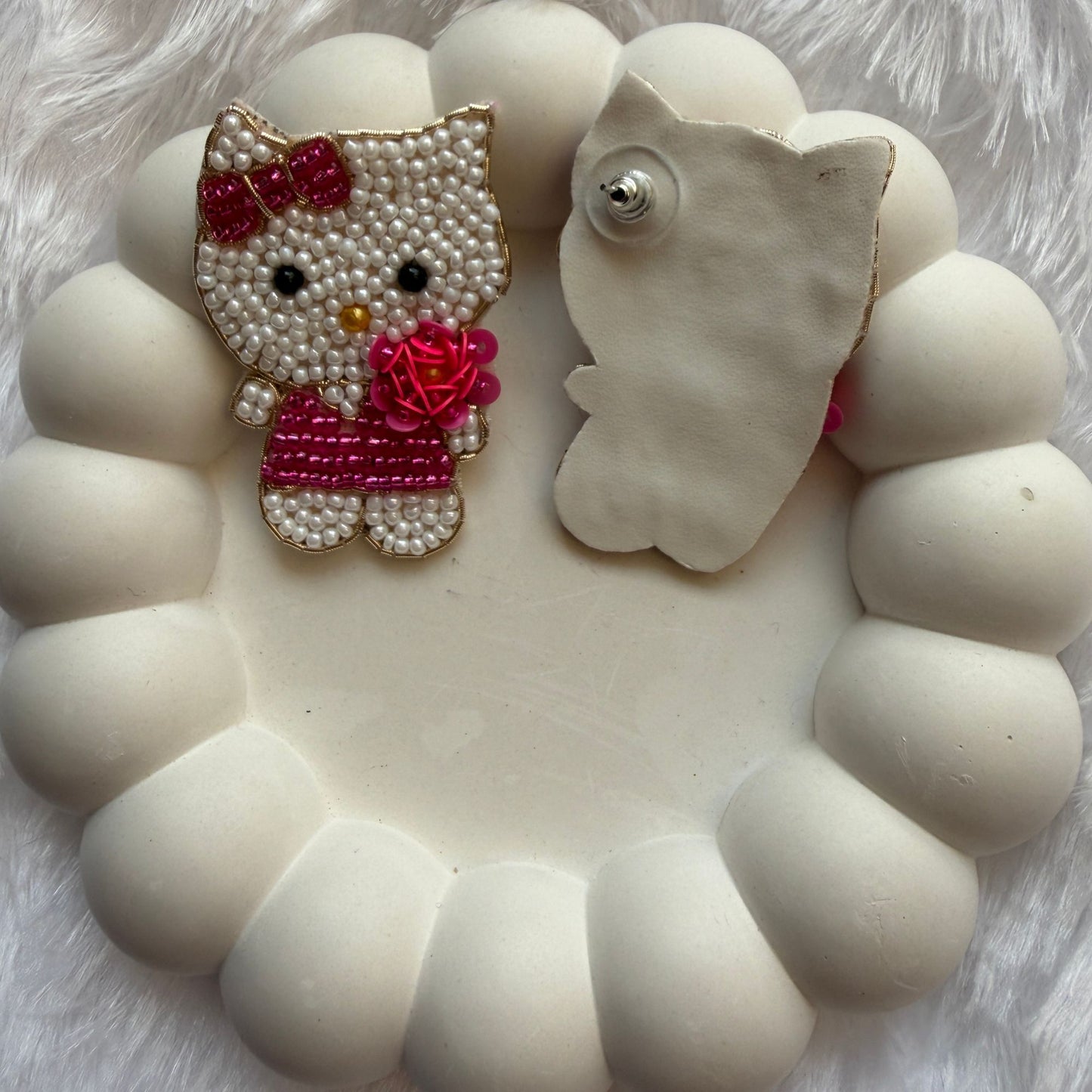 Handmade Kitty Beaded Earrings