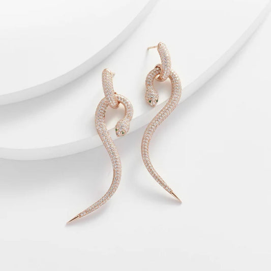 Stainless Steel Gold Plated Serpent Stud Earrings For Women (Anti-Tarnish)