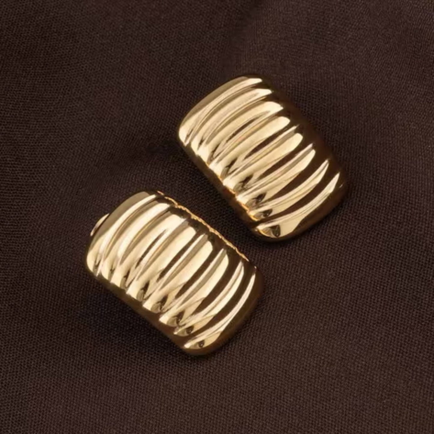 Stainless Steel Gold Plated Strip Stud Earrings For Women (Anti-Tarnish)