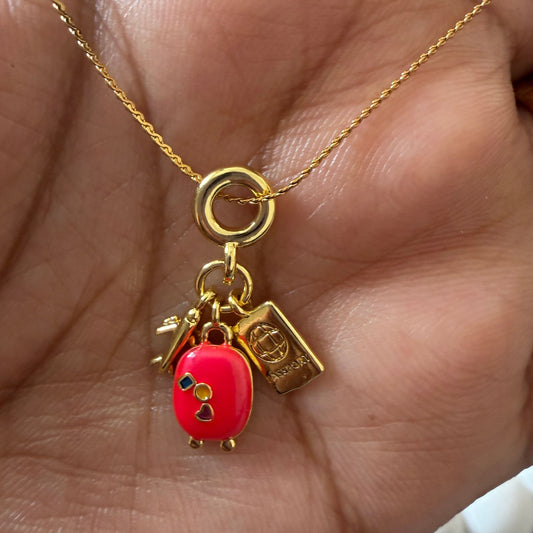 Stainless Steel Gold Plated Travel Girl Necklace for Woman