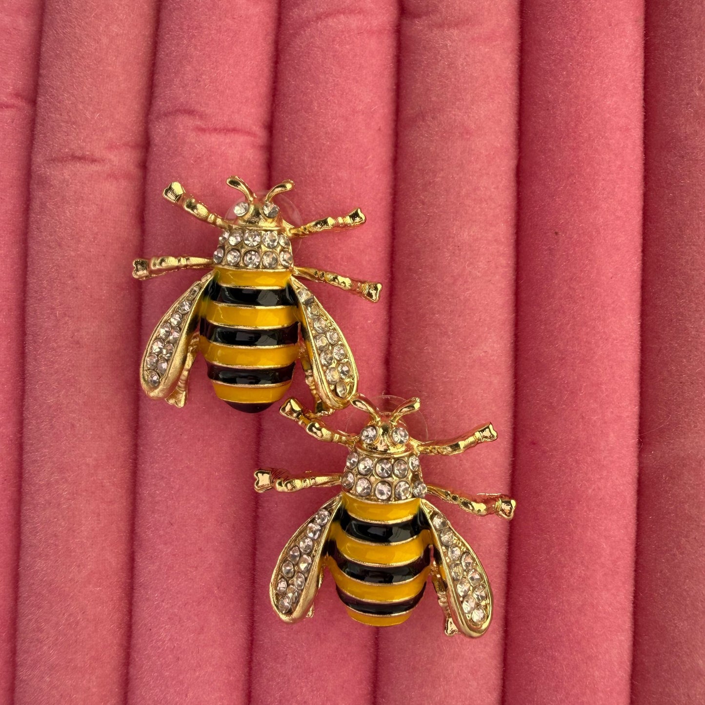 Mini Cute Bee Wasp Metal Earrings for Women(Yellow & Black)