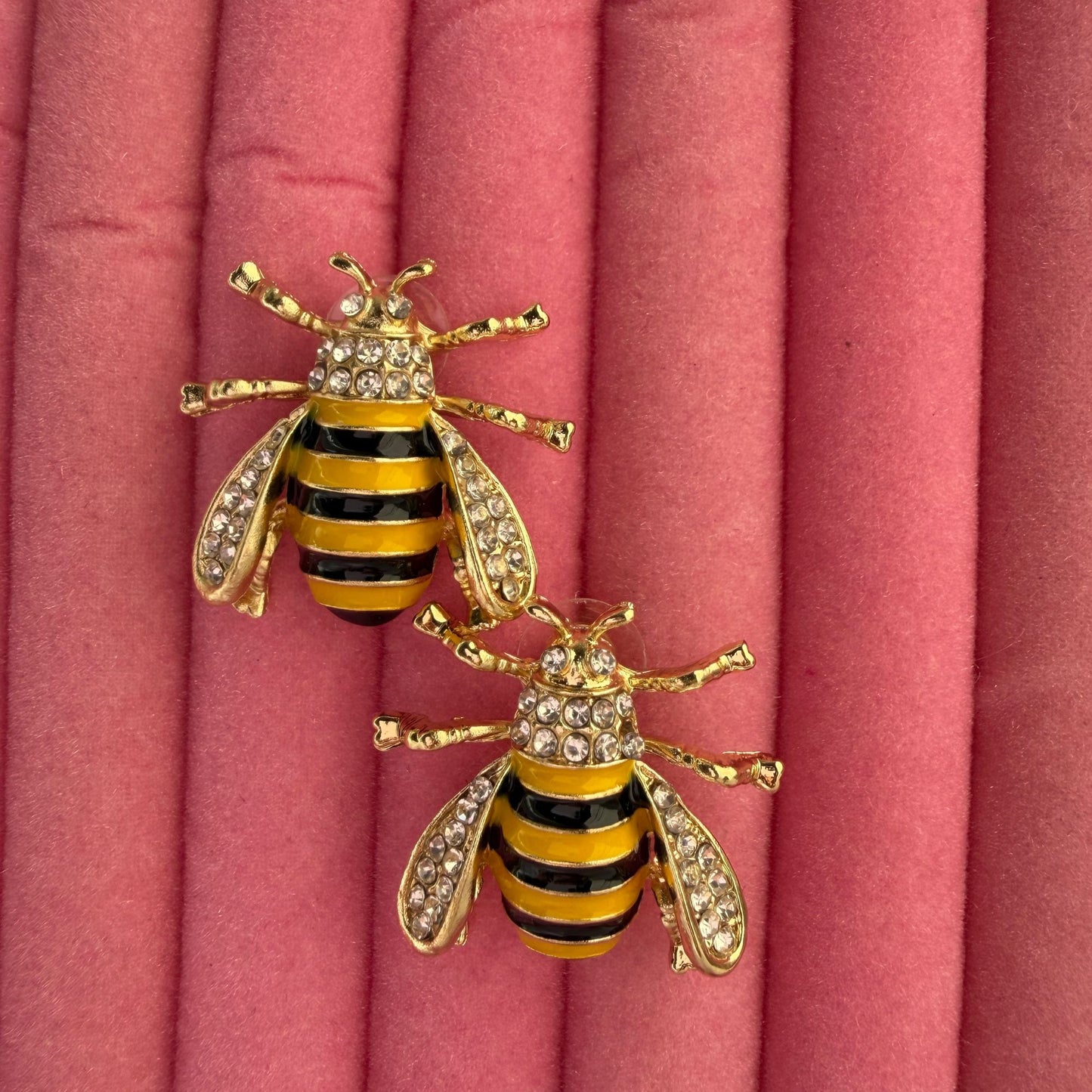 Mini Cute Bee Wasp Metal Earrings for Women(Yellow & Black)