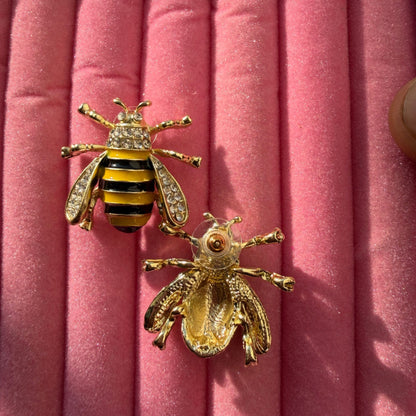 Mini Cute Bee Wasp Metal Earrings for Women(Yellow & Black)