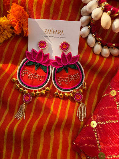 Handmade Beaded Dulhania Wedding Earrings for Women