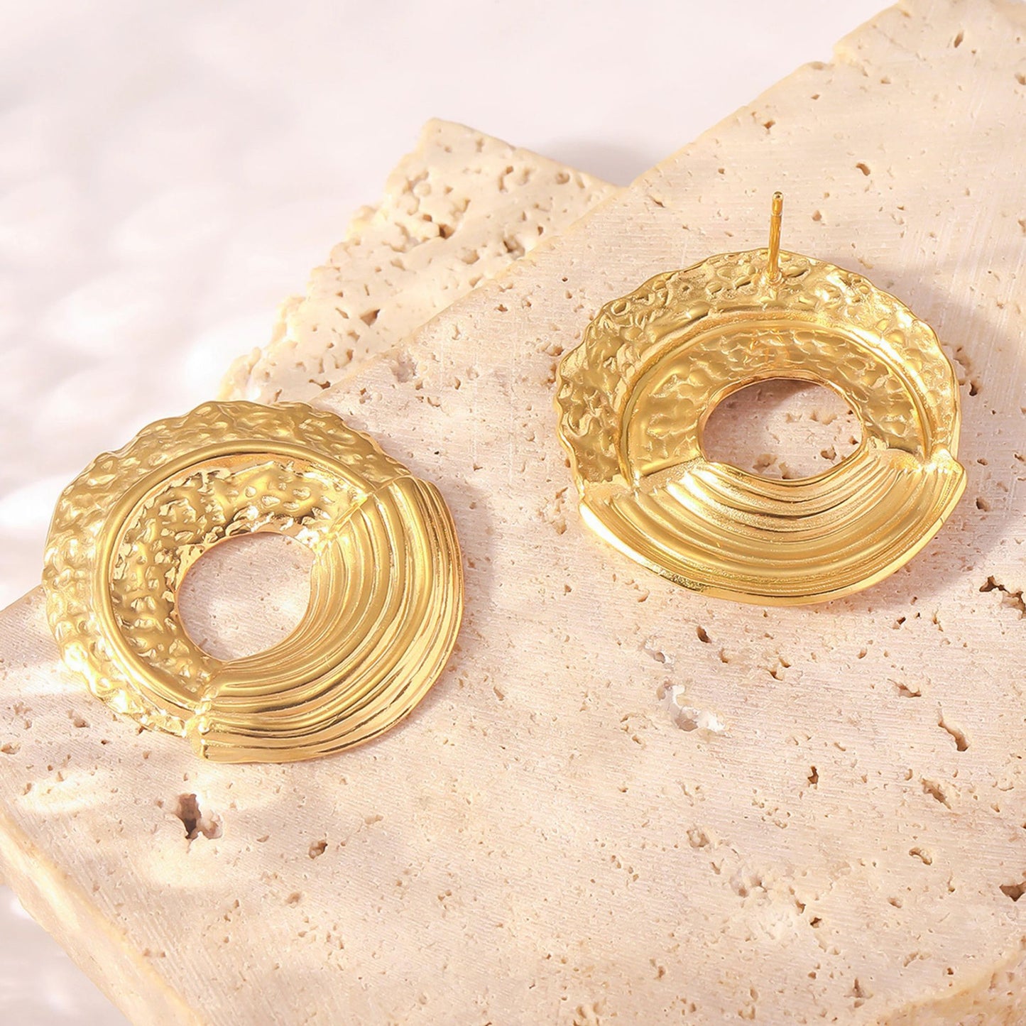 Stainless Steel Stud Round Earrings For Women & Girls(Anti-Tarnish)