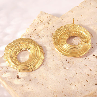 Stainless Steel Stud Round Earrings For Women & Girls(Anti-Tarnish)