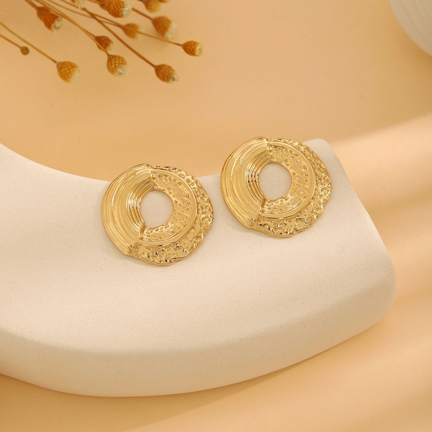 Stainless Steel Stud Round Earrings For Women & Girls(Anti-Tarnish)
