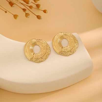 Stainless Steel Stud Round Earrings For Women & Girls(Anti-Tarnish)