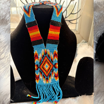 Handmade Beaded Long Loom Native American Style Necklace
