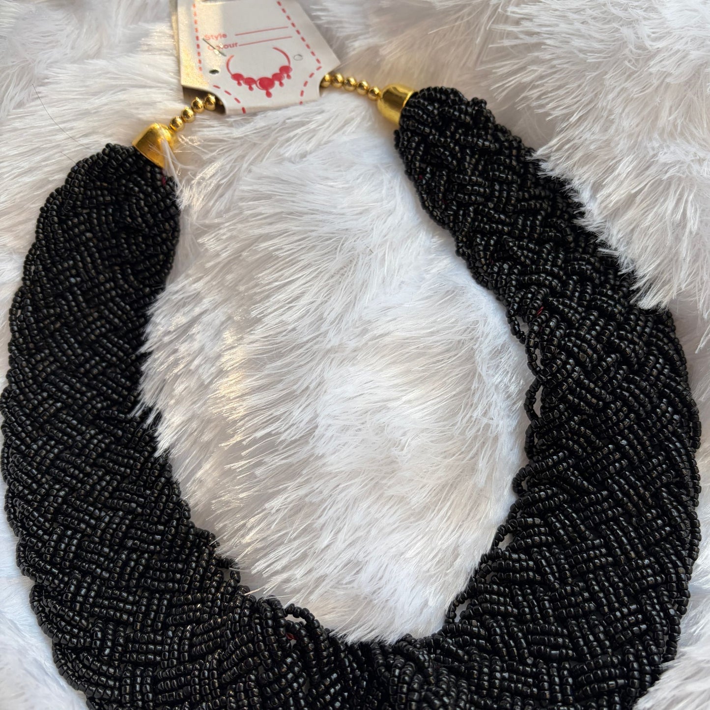 Handmade Beaded Seed Beads Casting Black Colored  Necklace For Women