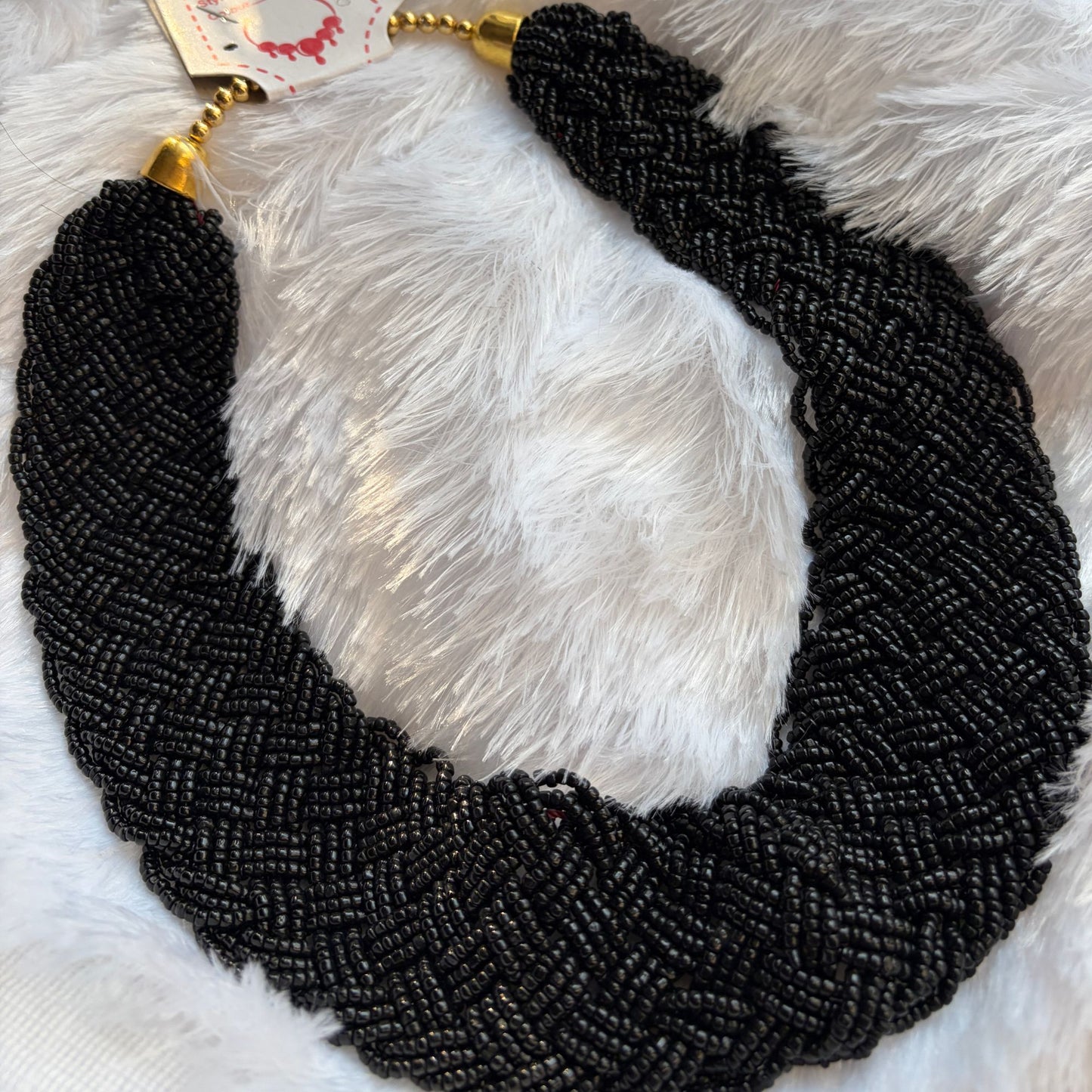 Handmade Beaded Seed Beads Casting Black Colored  Necklace For Women
