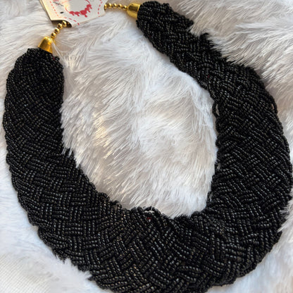 Handmade Beaded Seed Beads Casting Black Colored  Necklace For Women