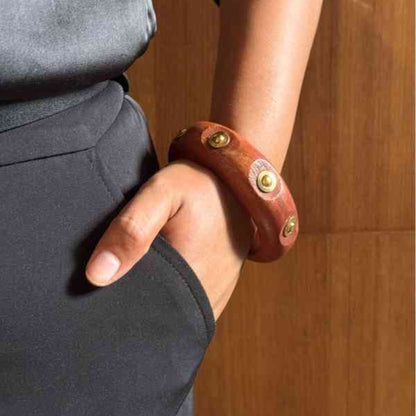 Wooden Bubble Round Bangles with Brass Charms