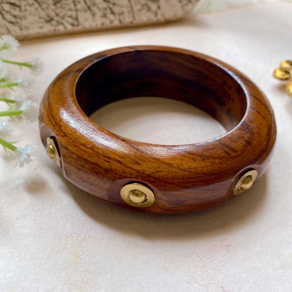Wooden Bubble Round Bangles with Brass Charms