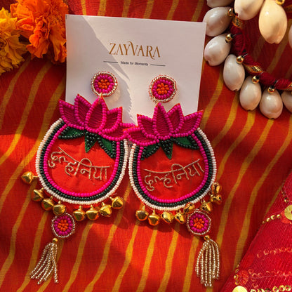 Handmade Beaded Dulhania Wedding Earrings for Women