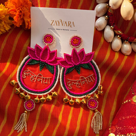 Handmade Beaded Dulhania Wedding Earrings for Women
