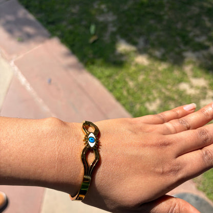 Gold Plated Evil Eye Bracelet for Women(Anti-Tarnish)