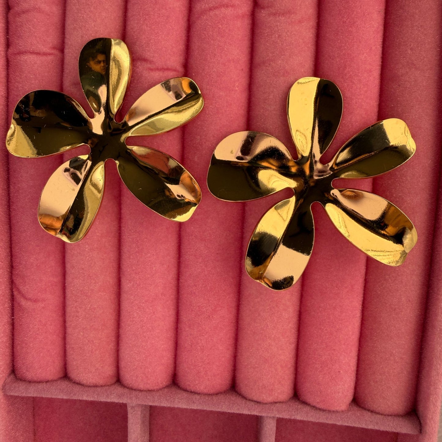 Stainless Steel Gold Plated Flower Earrings For Women (Anti-Tarnish)