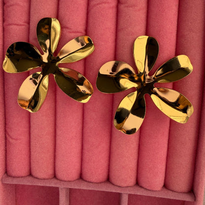 Stainless Steel Gold Plated Flower Earrings For Women (Anti-Tarnish)