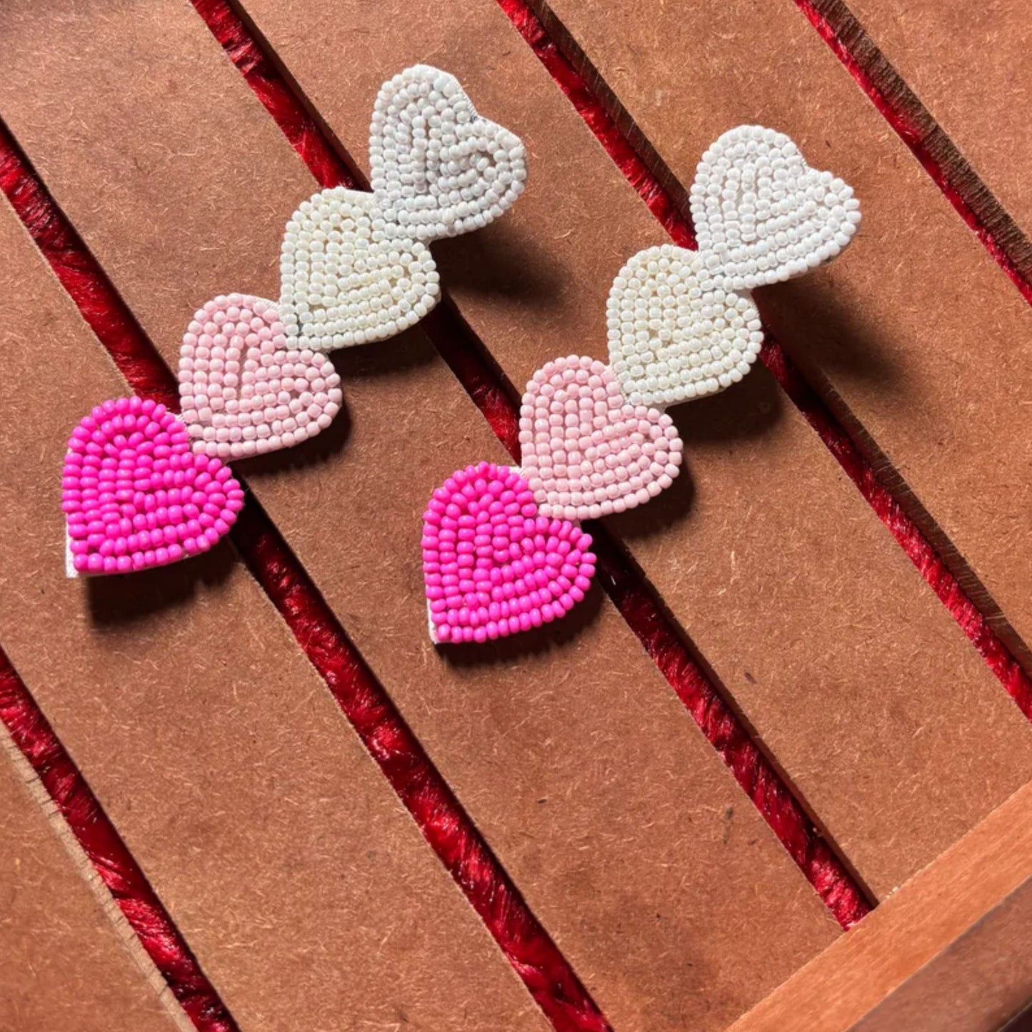 Handmade Beaded Heart shape Earrings