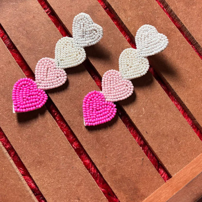 Handmade Beaded Heart shape Earrings