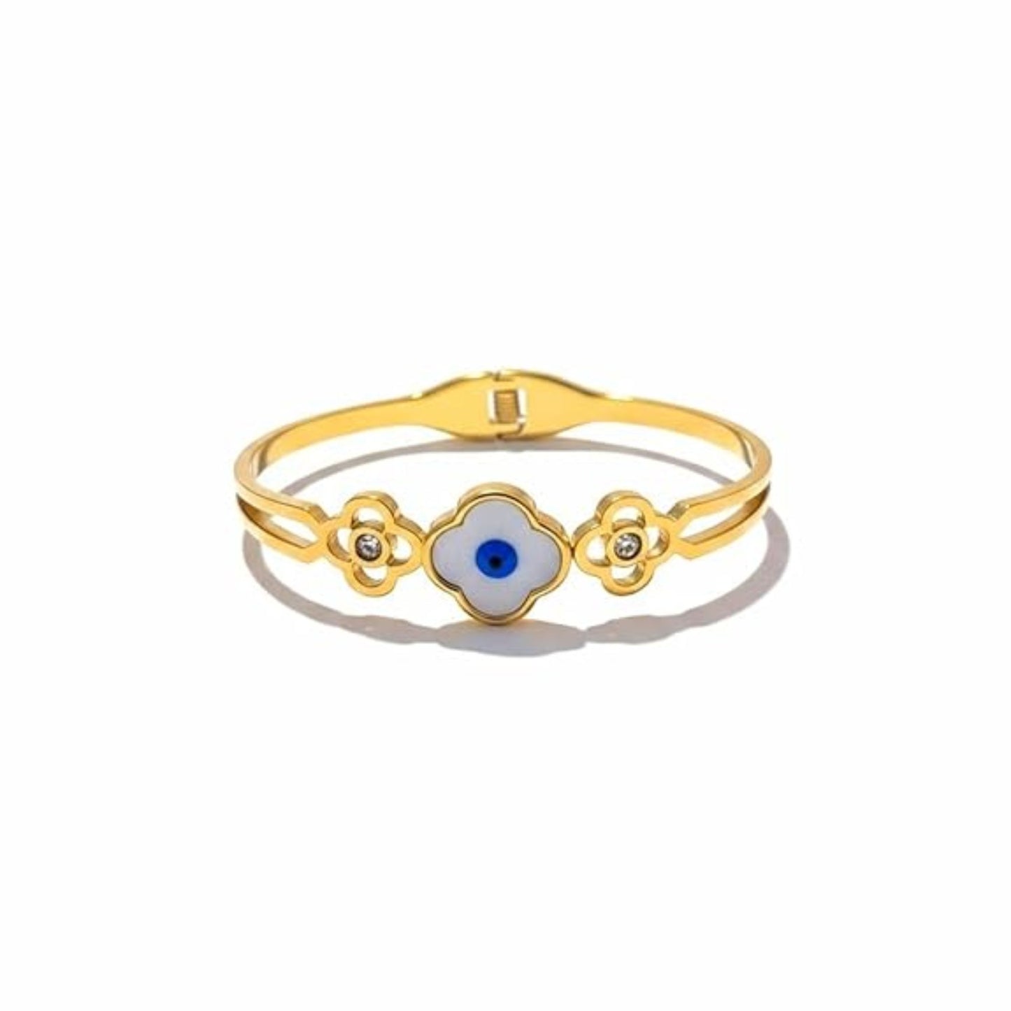 Gold Plated Floral Evil Eye Bracelet for Women(Anti-Tarnish)