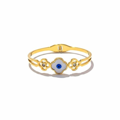 Gold Plated Floral Evil Eye Bracelet for Women(Anti-Tarnish)