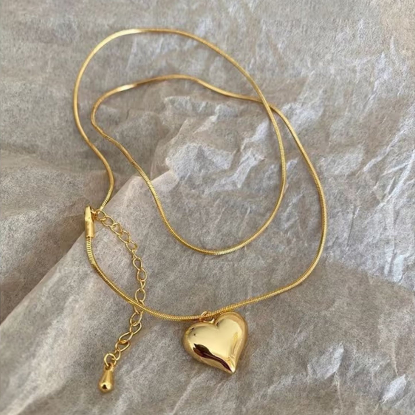 18K Gold Plated Heart Pendant Gold Chain Necklace for Women Waterproof(Anti-Tarnish)