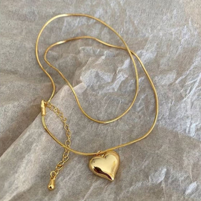 18K Gold Plated Heart Pendant Gold Chain Necklace for Women Waterproof(Anti-Tarnish)