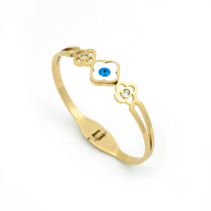 Gold Plated Floral Evil Eye Bracelet for Women(Anti-Tarnish)
