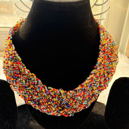 Handmade Beaded Seed Beads Casting Multi  Colored  Necklace For Women