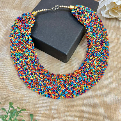 Handmade Beaded Seed Beads Casting Multi  Colored  Necklace For Women