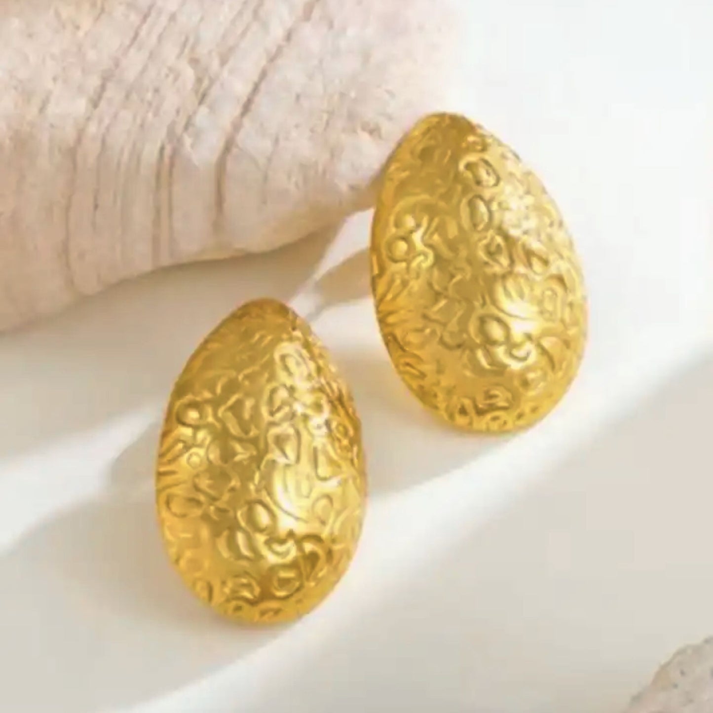 Stainless Steel Gold Plated Oval Earrings For Women (Anti-Tarnish)