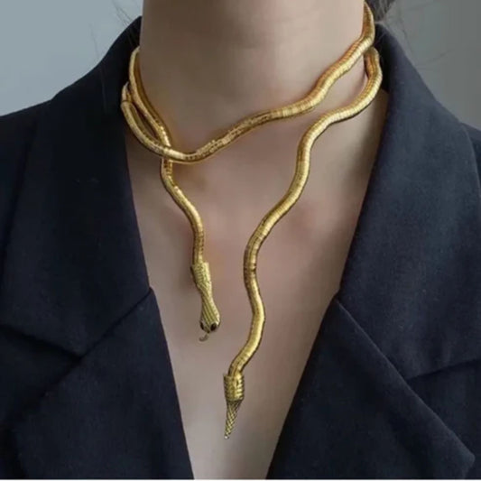 Golden Serpent Wrap Necklace