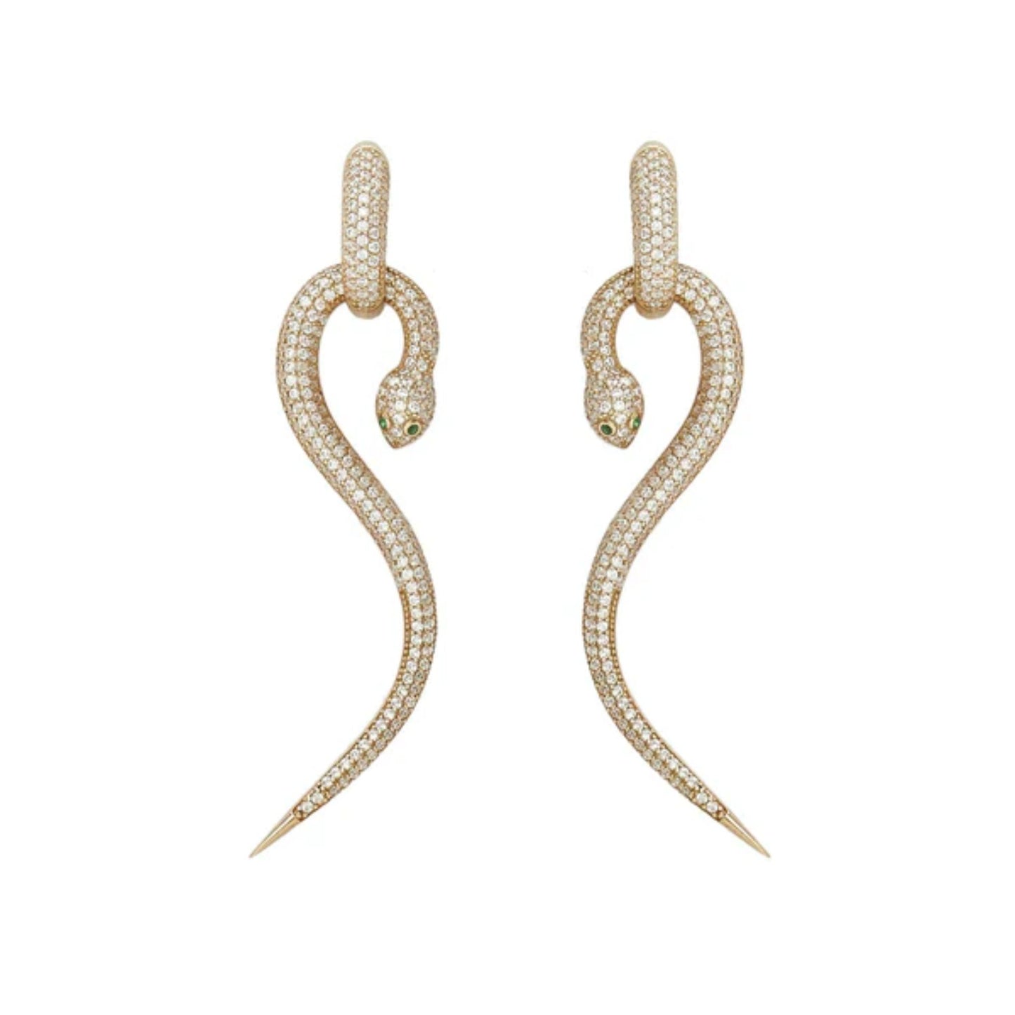 Stainless Steel Gold Plated Serpent Stud Earrings For Women (Anti-Tarnish)