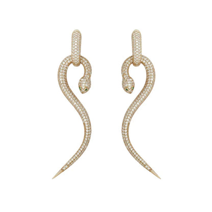 Stainless Steel Gold Plated Serpent Stud Earrings For Women (Anti-Tarnish)