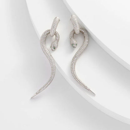 Stainless Steel Gold Plated Serpent Stud Earrings For Women (Anti-Tarnish)
