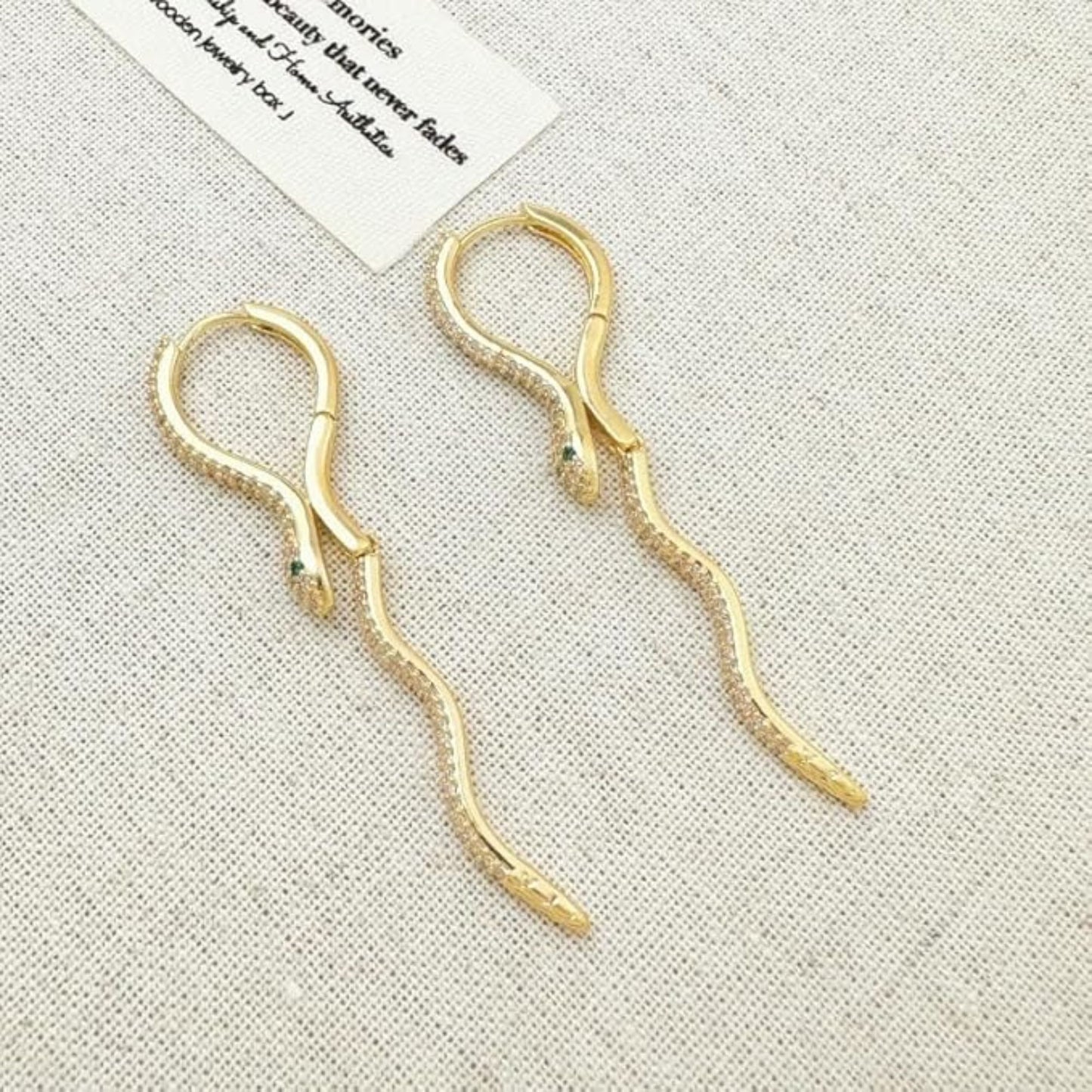 Stainless Steel Gold Plated Serpent Dangling Earrings For Women (Anti-Tarnish)