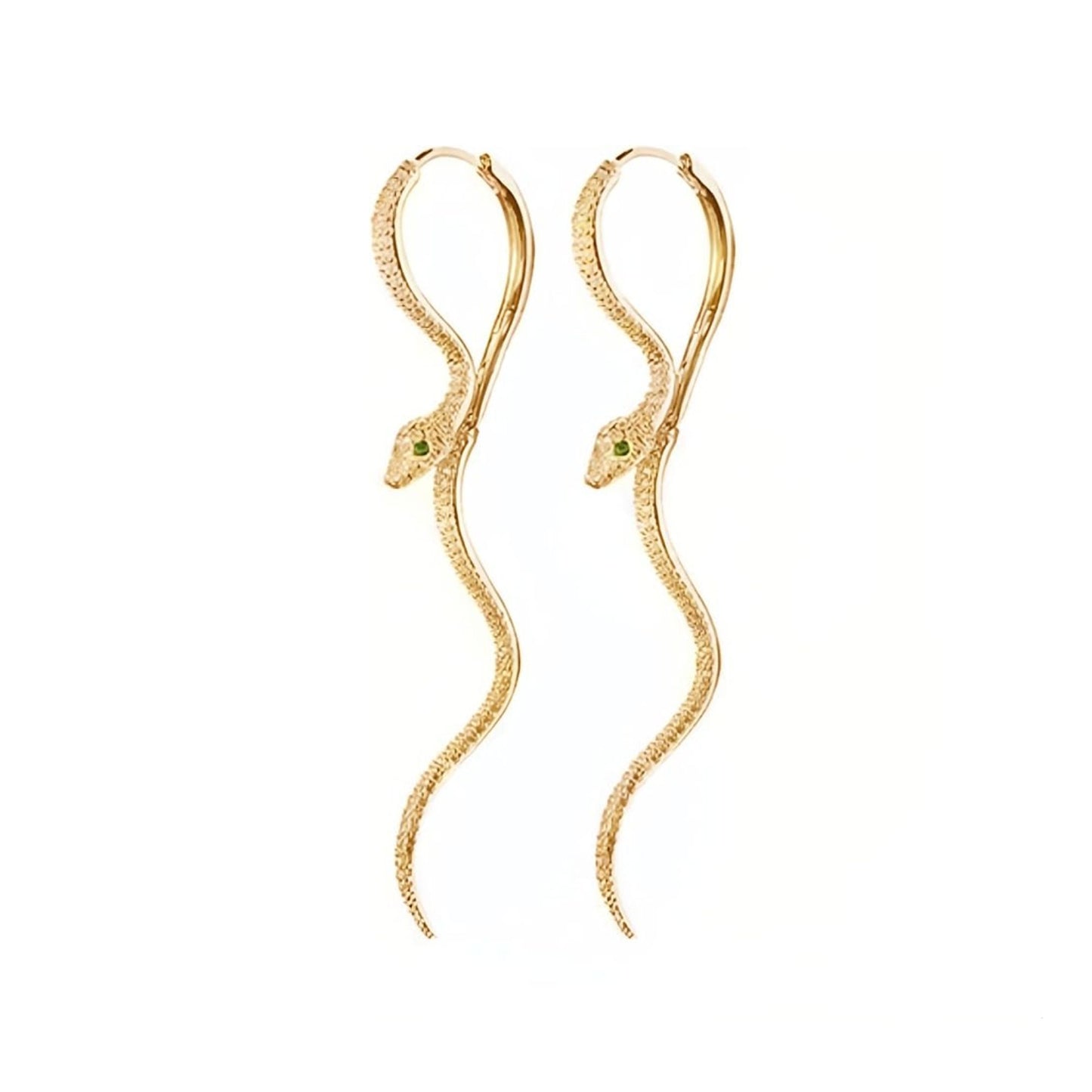 Stainless Steel Gold Plated Serpent Dangling Earrings For Women (Anti-Tarnish)
