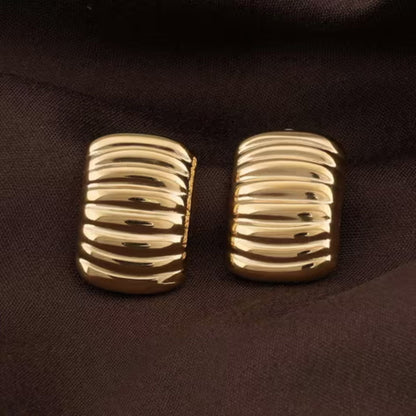 Stainless Steel Gold Plated Strip Stud Earrings For Women (Anti-Tarnish)