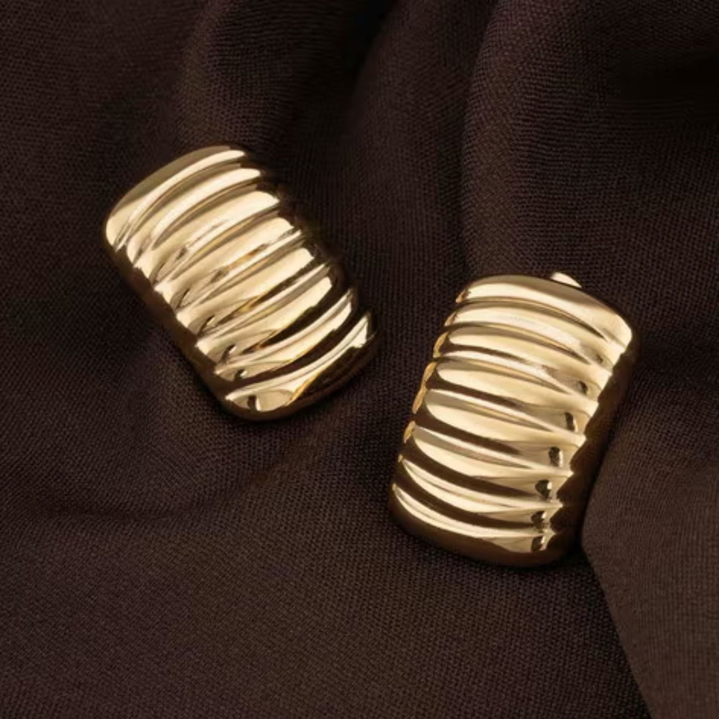 Stainless Steel Gold Plated Strip Stud Earrings For Women (Anti-Tarnish)