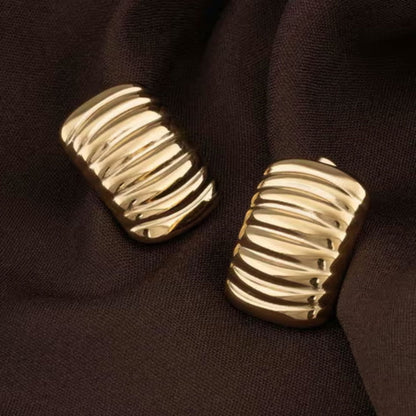 Stainless Steel Gold Plated Strip Stud Earrings For Women (Anti-Tarnish)