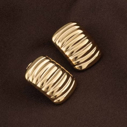 Stainless Steel Gold Plated Strip Stud Earrings For Women (Anti-Tarnish)
